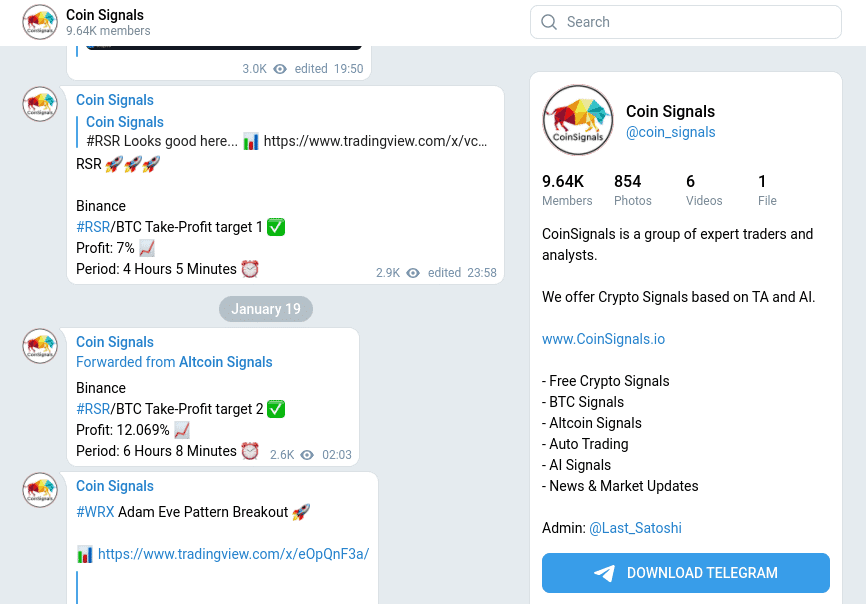 Coinsignals best crypto signals telegram